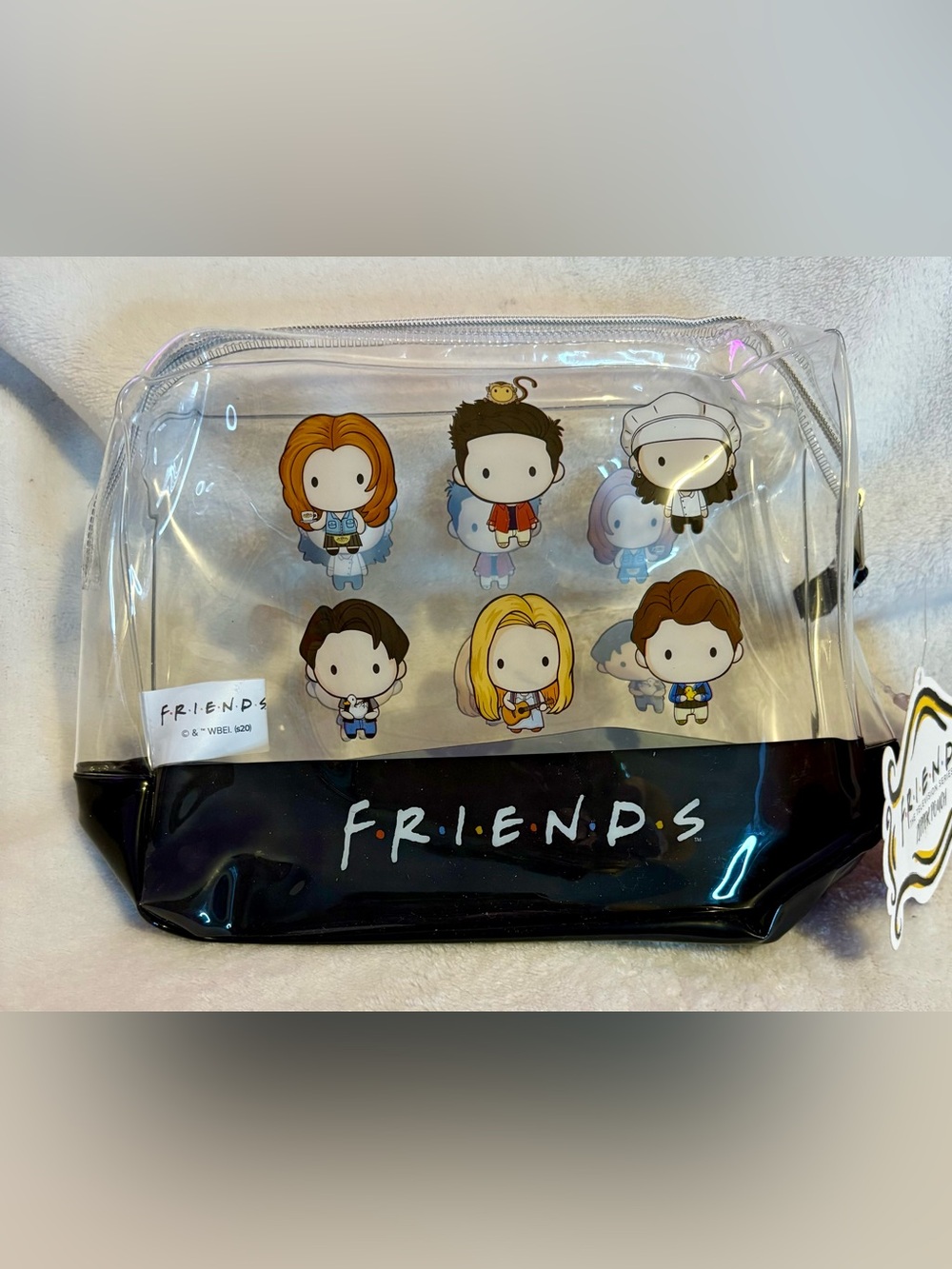 Friends Chibi Character Clear Makeup Pouch - Black and White